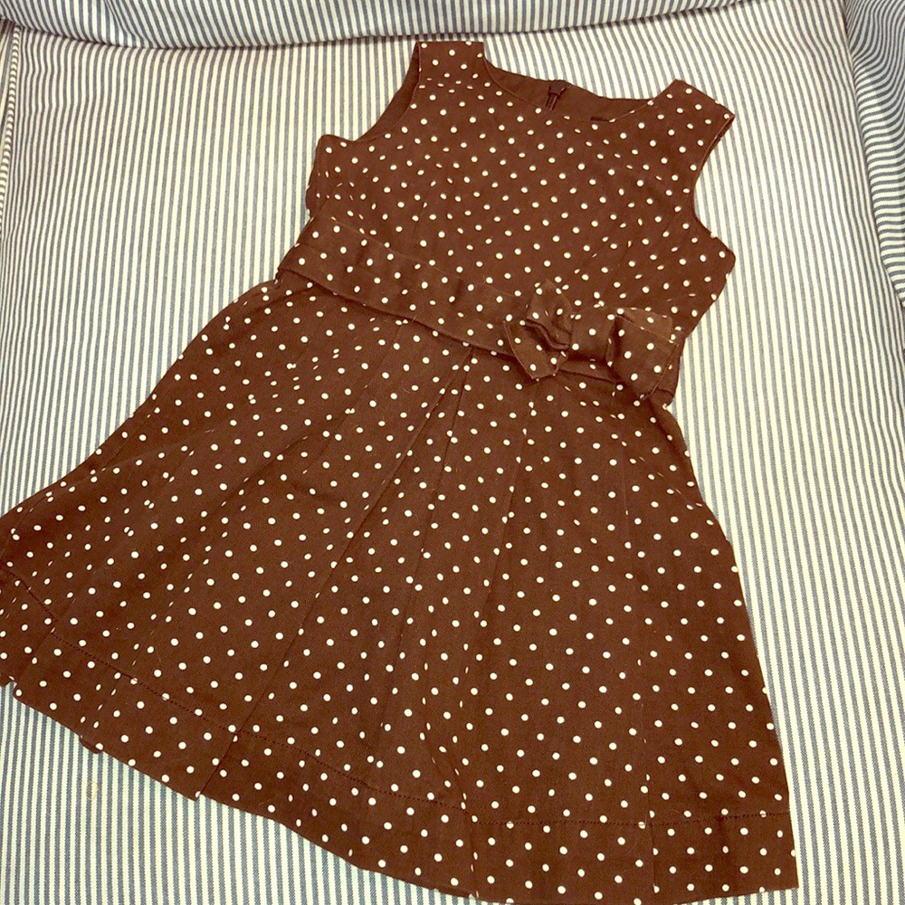 18-24m Girls Mini Boden dress brown polka dot